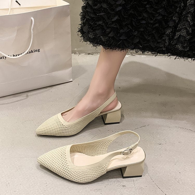 Damen Slingback-Pumps mit strukturiertem Obermaterial und elegantem Blockabsatz