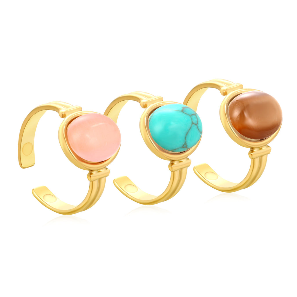Damen Ring mit einstellbarem Design und geschliffenem Stein Shop Nory