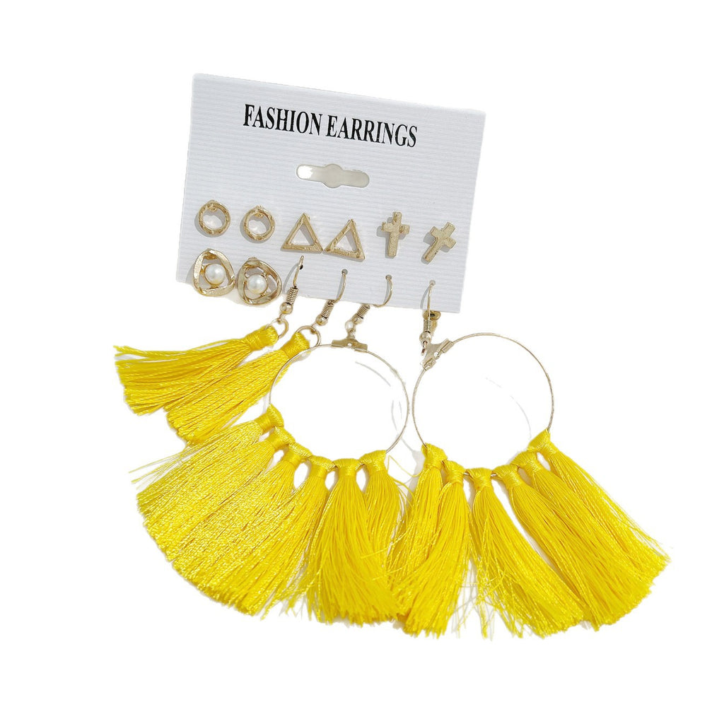 Damen Ohrringe Set mit bunten Quasten und eleganten Akzenten Shop Nory