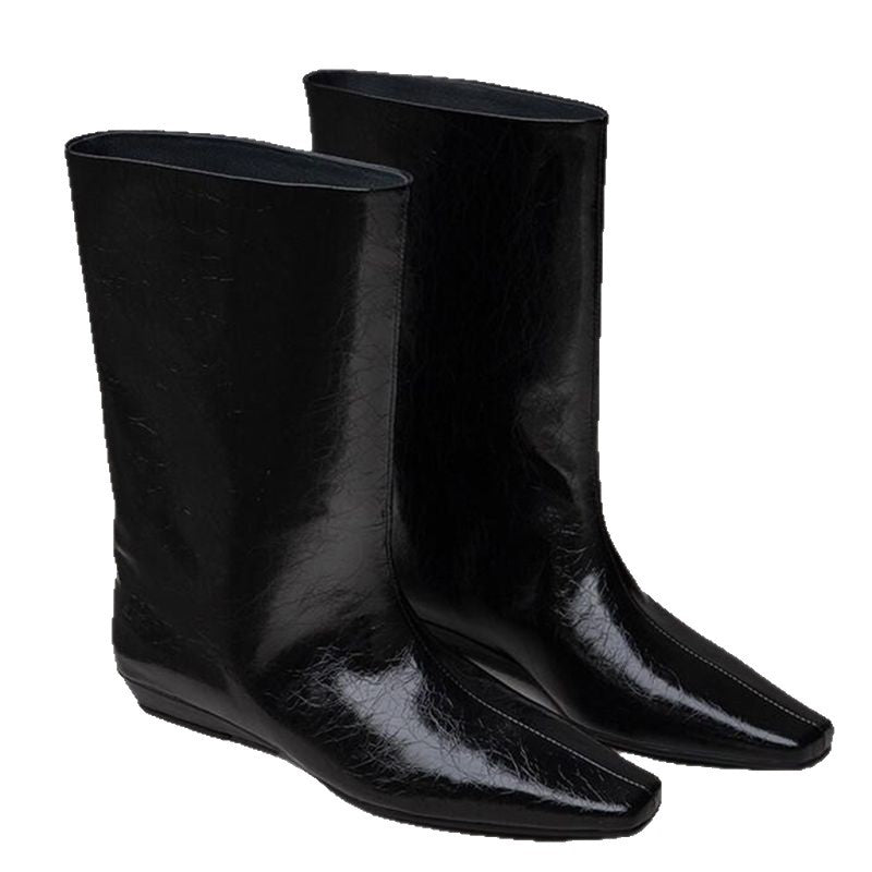 Damen kniehohe Stiefel mit quadratischer Zehenform und schlankem Schaft Shop Nory
