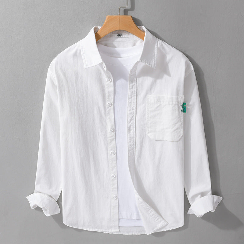 Herren Leichtes Baumwoll-Layering-Overshirt mit Brusttasche und Kentkragen Shop Nory