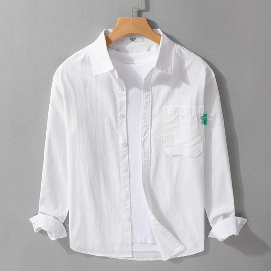 Herren Leichtes Baumwoll-Layering-Overshirt mit Brusttasche und Kentkragen Shop Nory