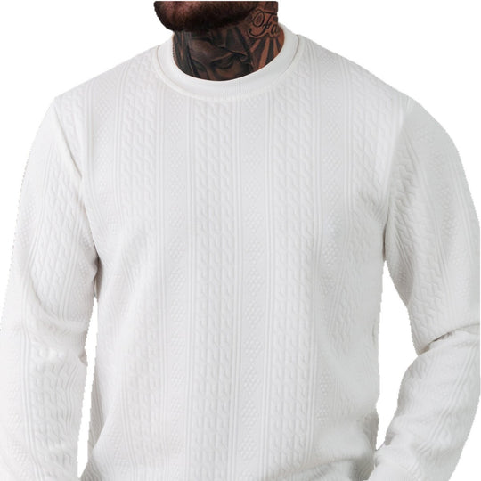 Herren texturiertes Rundhals-Sweatshirt mit feiner Waffelstruktur und gerippten Bündchen Shop Nory