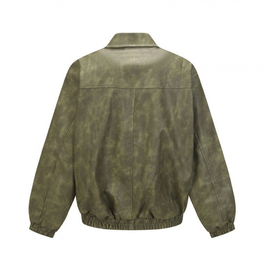 Herren Kurz geschnittene Veloursleder‑Optik Bomberjacke mit Reißverschluss und elastischem Saum Shop Nory
