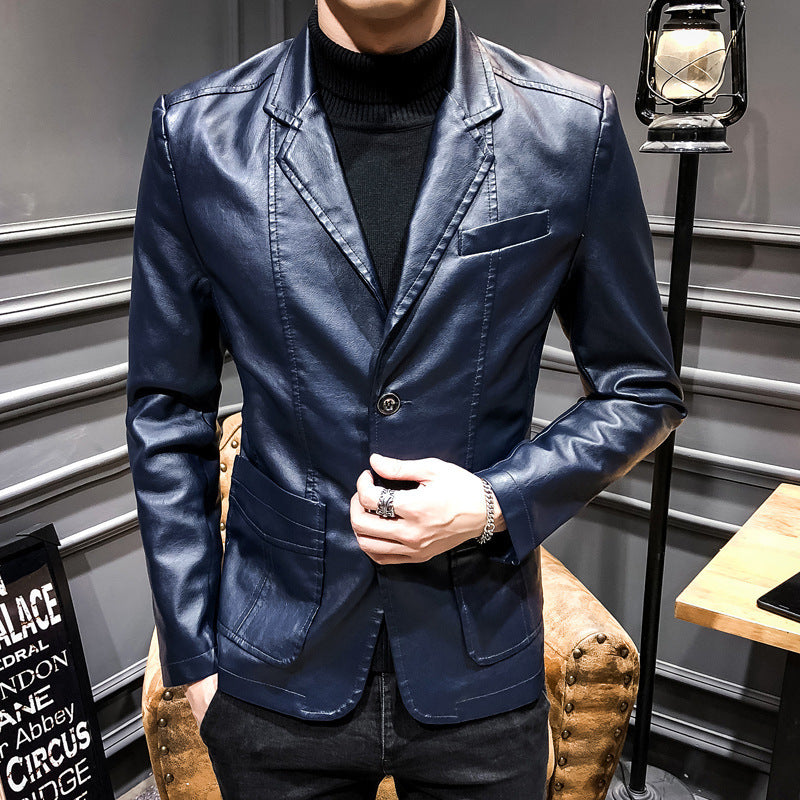 Herren Lederblazer im Slim-Fit mit Reverskragen und Zwei-Knopf-Front Shop Nory