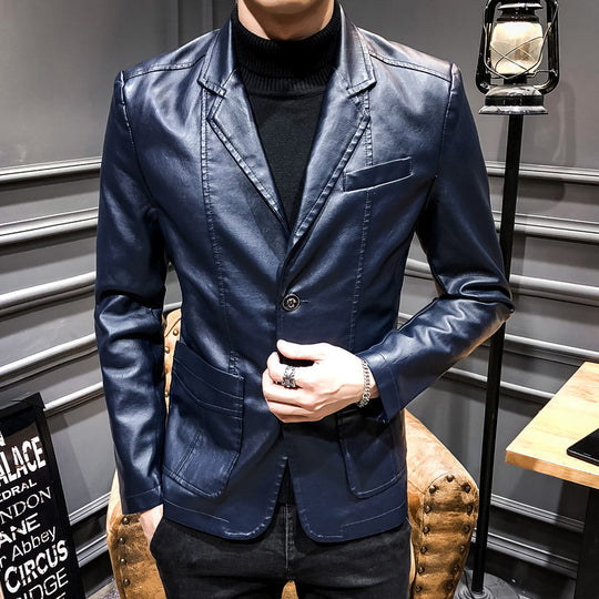 Herren Lederblazer im Slim-Fit mit Reverskragen und Zwei-Knopf-Front Shop Nory