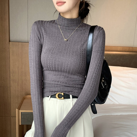 Damen Elegantes Langarm-Rippoberteil Shop Nory