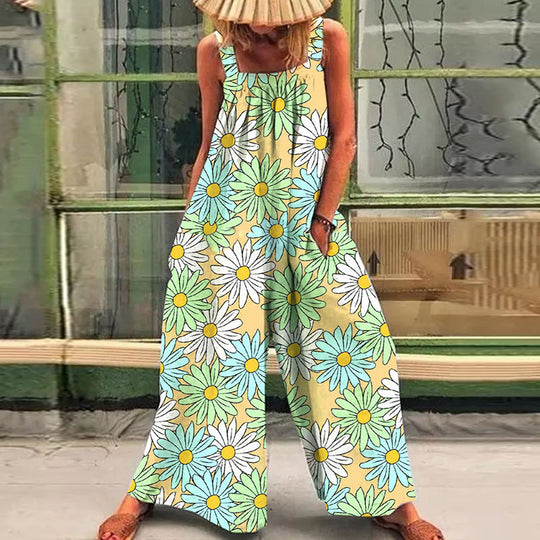 Damen lässiger Jumpsuit mit floralem Muster und weitem Schnitt