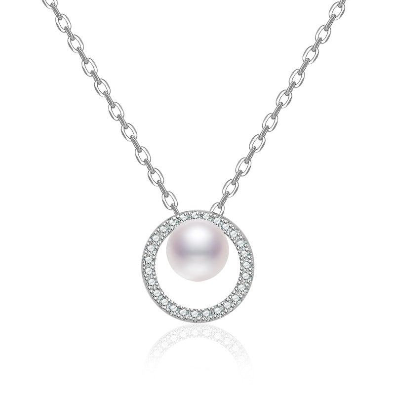 Damen Halskette mit exklusiver Perle und glitzerndem Ring von Shop Nory