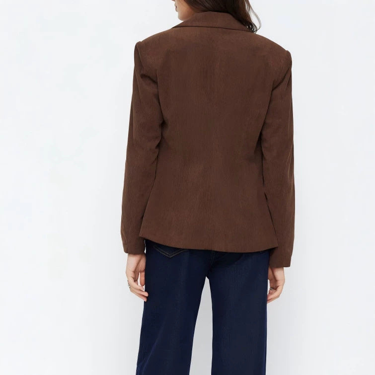 Damen Kord-Blazer mit schmaler Silhouette, schmalem Revers und Pattentaschen Shop Nory