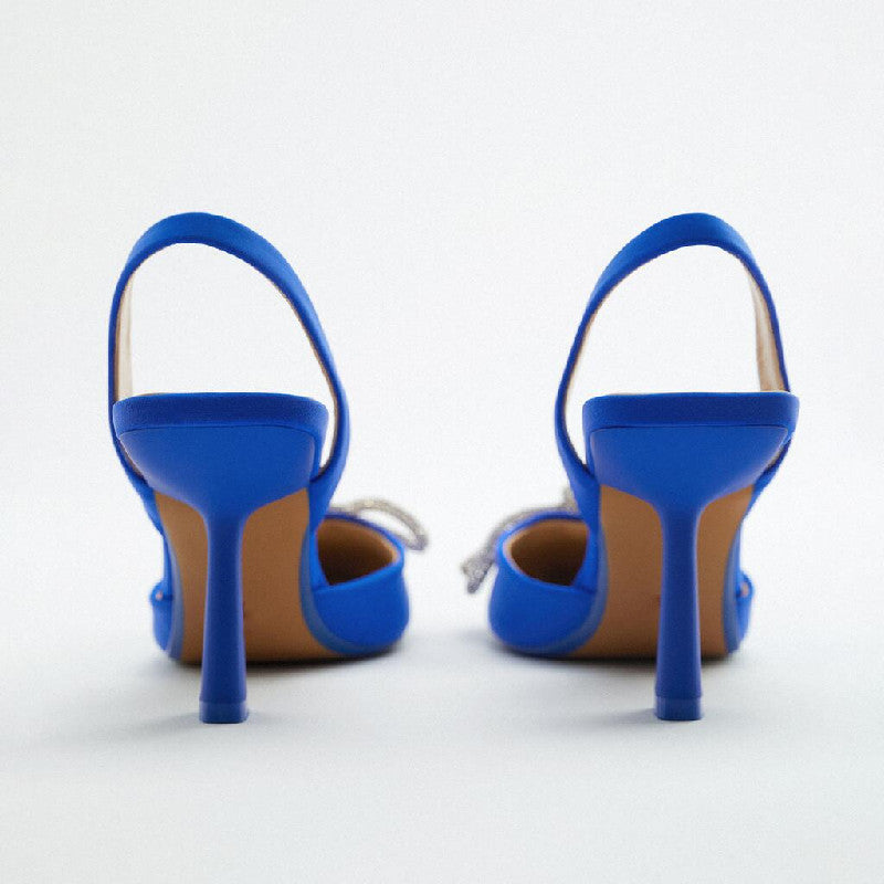 Damen Slingback Pumps mit funkelndem Schleifenakzent und elegantem Absatz