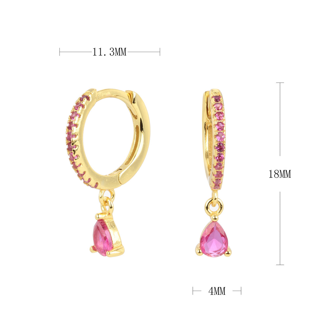 Damen Creolenohrringe mit funkelnden Aqua-Zirkon-Anhängern Shop Nory