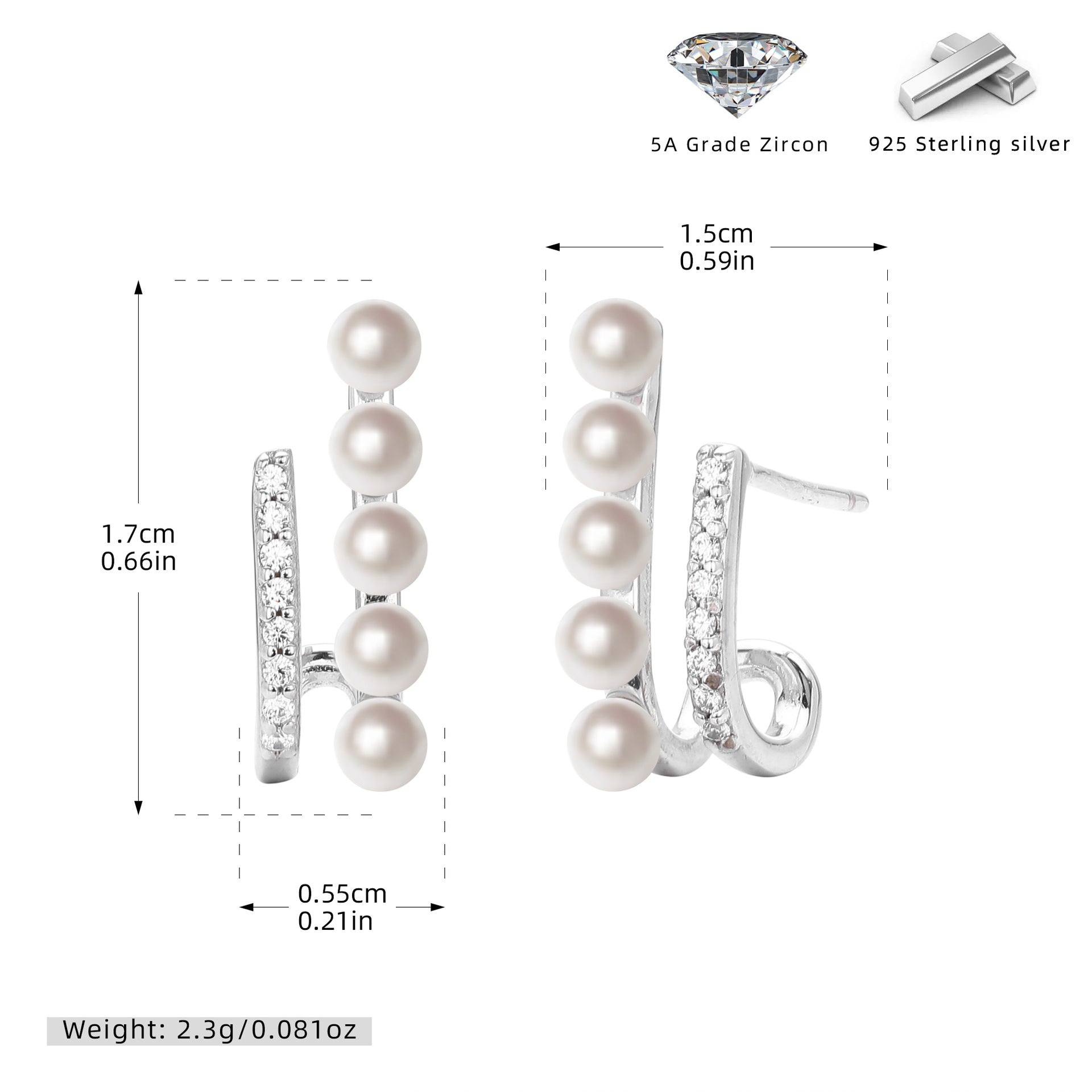 Damen Ohrhänger mit hochwertigen Zirkonstein-Akzenten und edlen Perlen Shop Nory