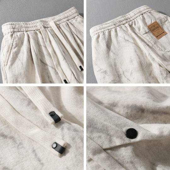 Herren Weite Baggy-Cargohose mit Marmor-Print und Kordelzug Shop Nory