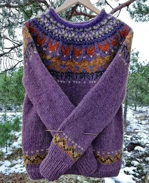 Damen nan Norwegerpullover aus Wollmix mit Rundhalsausschnitt und traditionellem Fair-Isle-Yoke Shop Nory