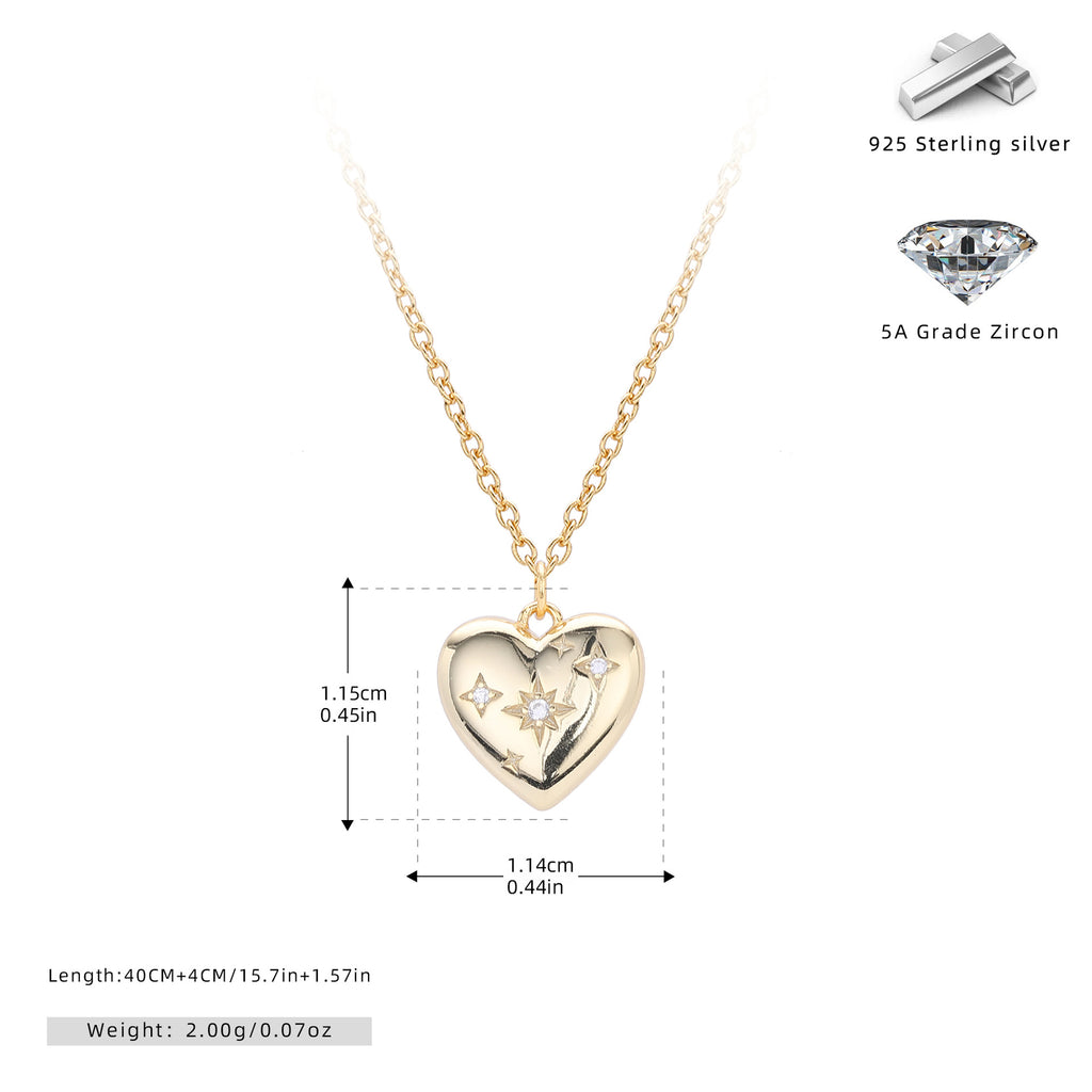 Damen Halskette mit herzförmigem Anhänger aus hochwertigem 925 Sterling Silber und funkelnden Zirkonen Shop Nory