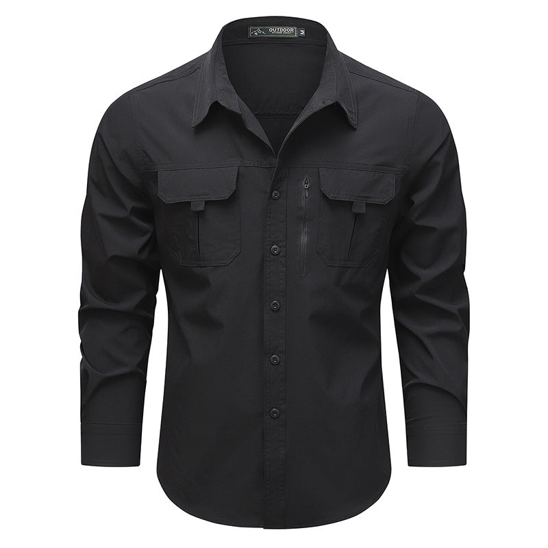 Herren Outdoor-Utility-Hemd mit Mehrfach-Taschen und Reißverschluss Shop Nory