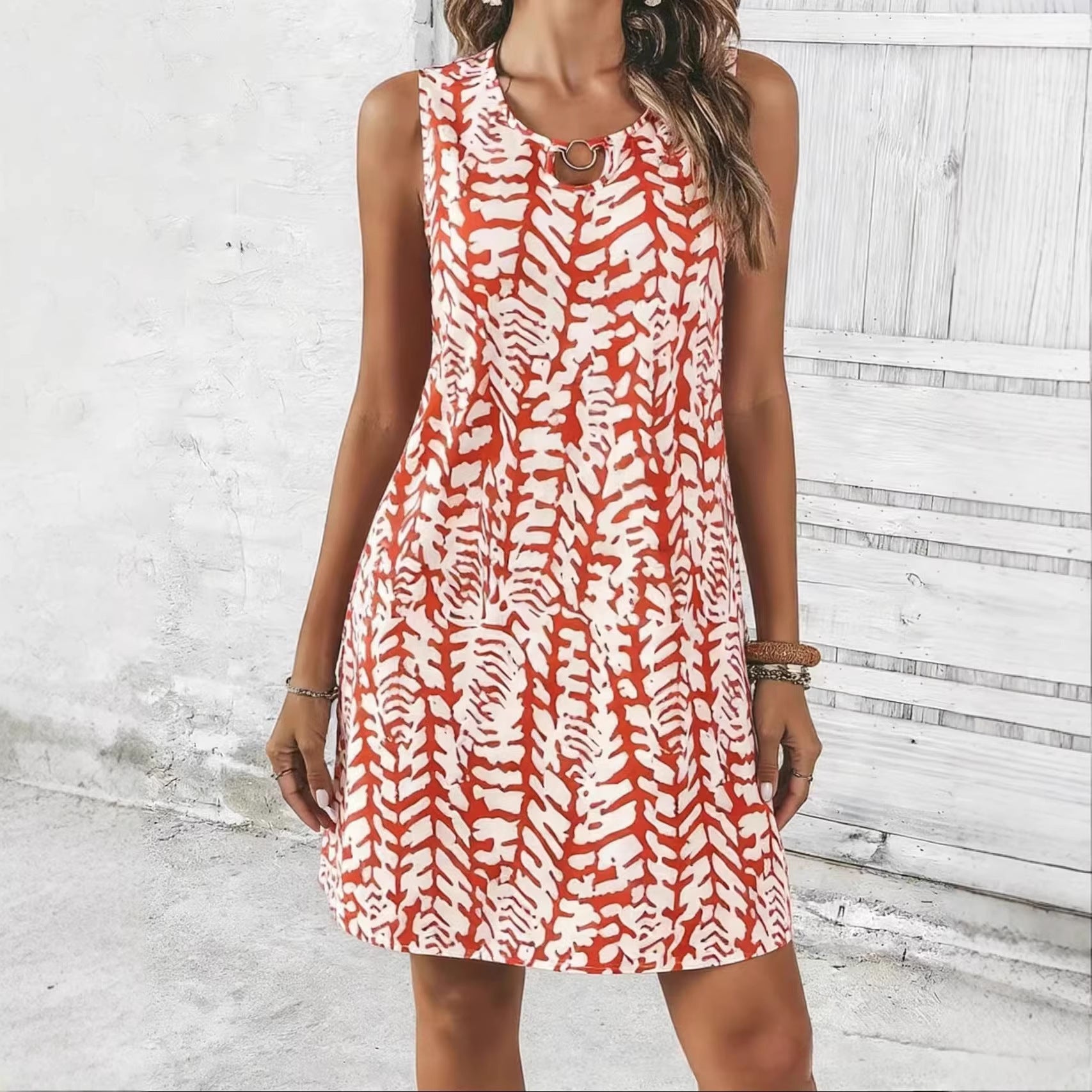 Damen Verspieltes Sommerkleid mit romantischem Schnitt und Schlüssel-Ausschnitt