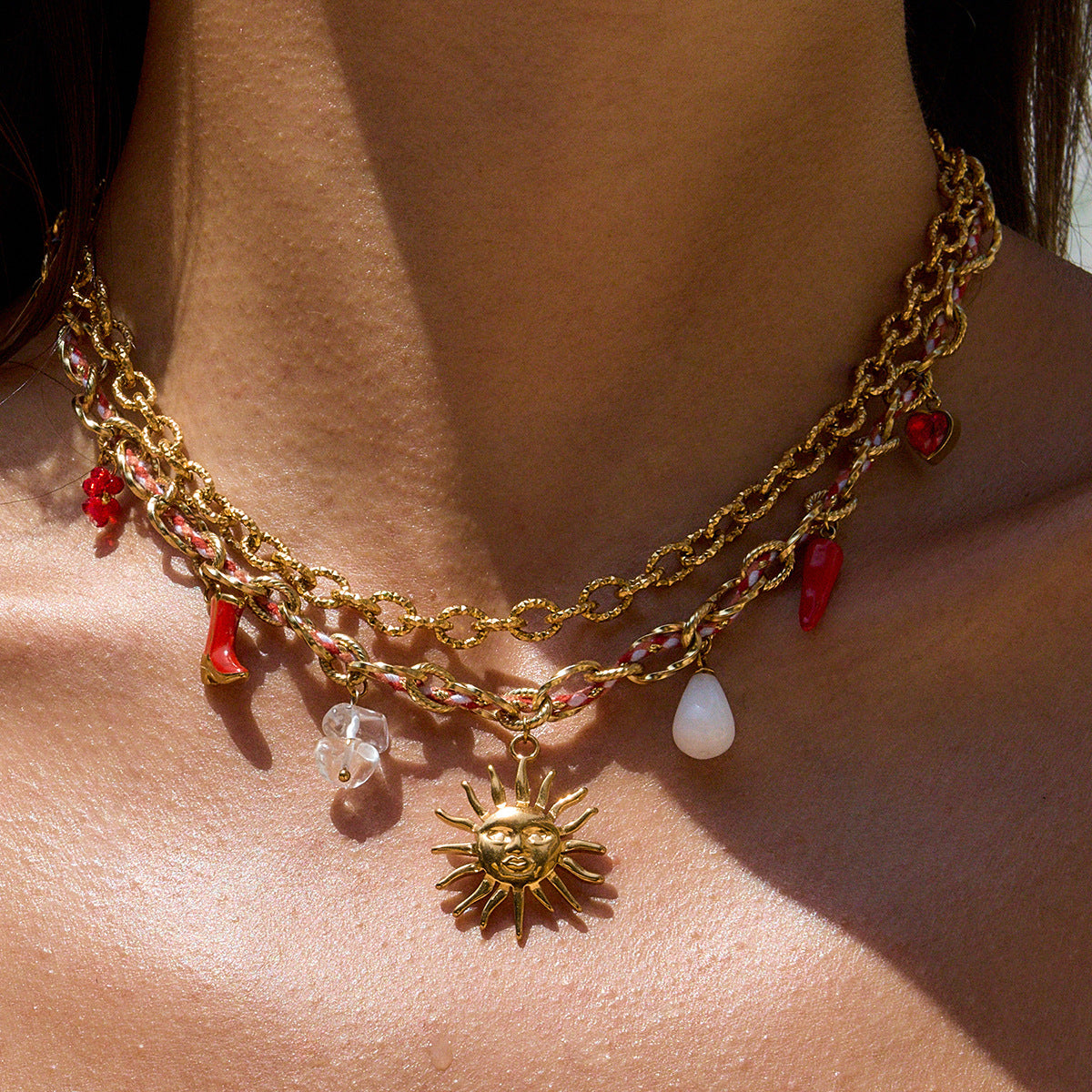 Damen Kette mit charmanten Anhängern und hypoallergener Edelstahlverarbeitung Shop Nory