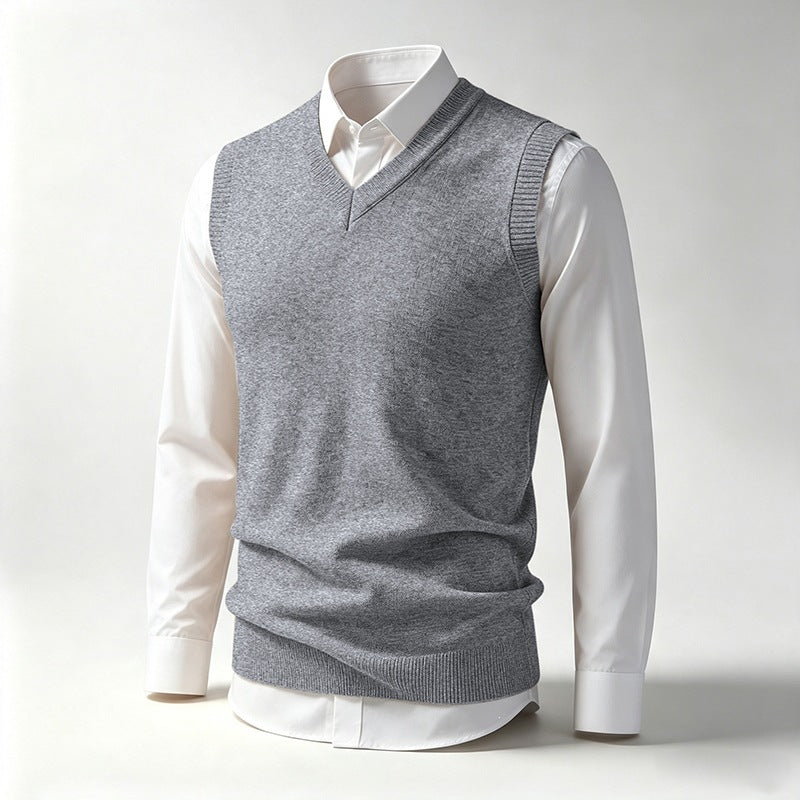 Herren Ärmellose Feinstrick V‑Ausschnitt Weste mit geripptem Saum Shop Nory