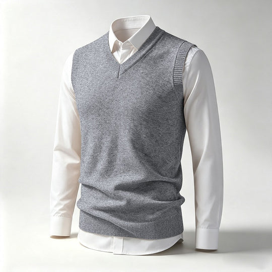 Herren Ärmellose Feinstrick V‑Ausschnitt Weste mit geripptem Saum Shop Nory