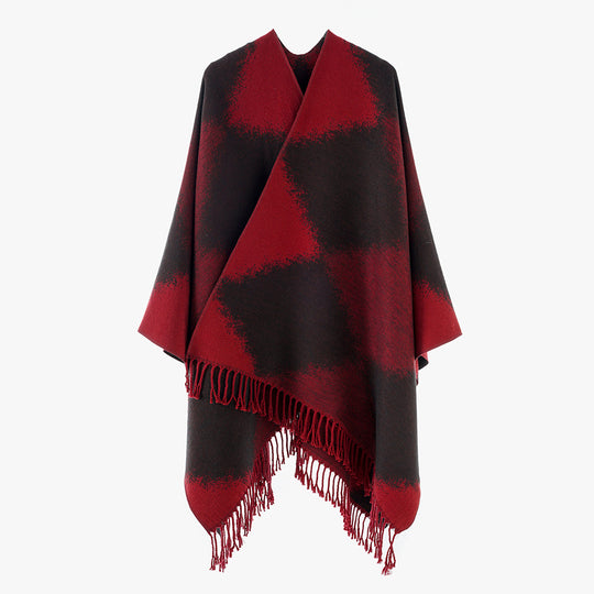 Damen Kaschmiroptik-Cape im Kimono-Schnitt mit feinem Fransensaum Shop Nory
