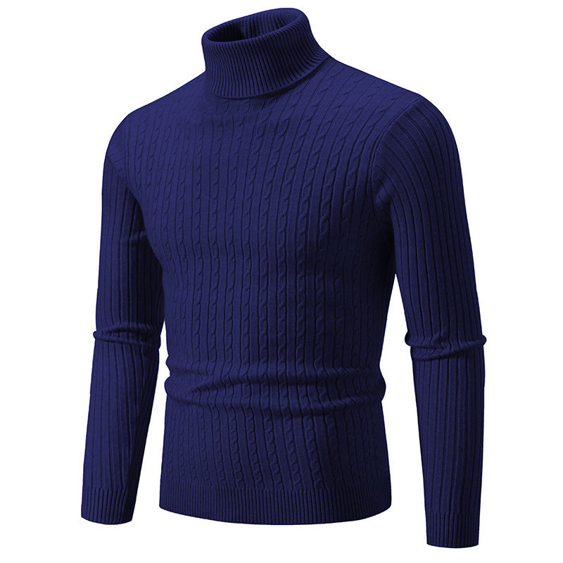 Herren nan taillierter Rollkragenpullover aus feinem Feinstrick mit geripptem Kragen