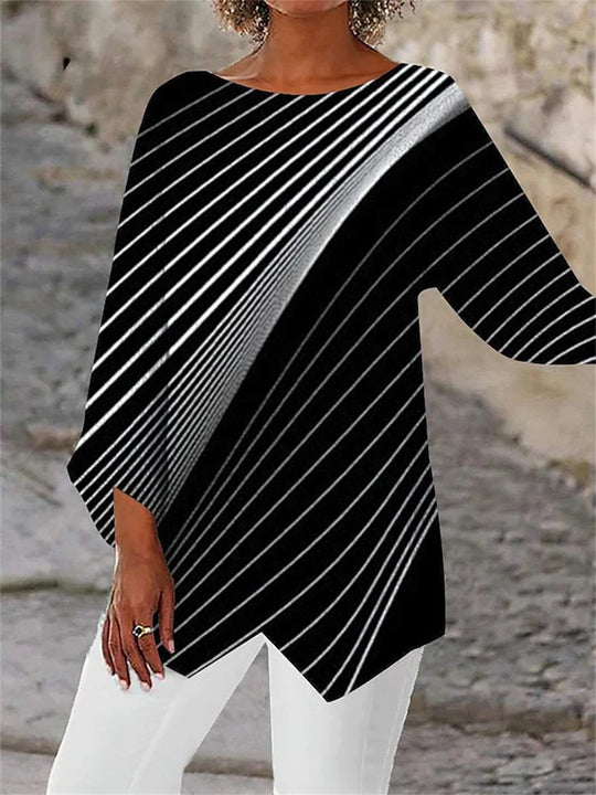 Damen asymmetrisches A-Linien-Tunika mit ornamentalem Druck und spitzem Saum Shop Nory