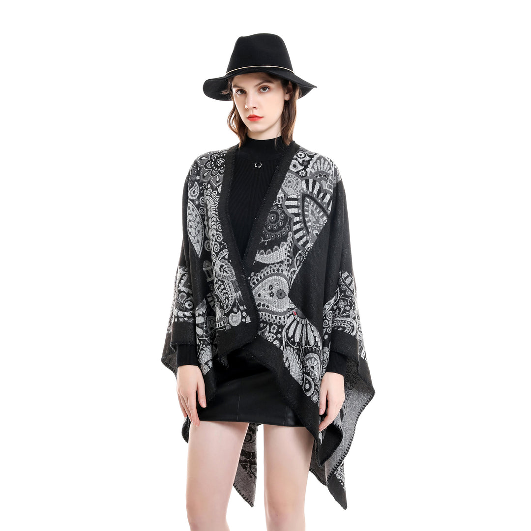 Damen Jacquard-Überwurf mit Paisley-Muster und offenem Kimono-Fall Shop Nory