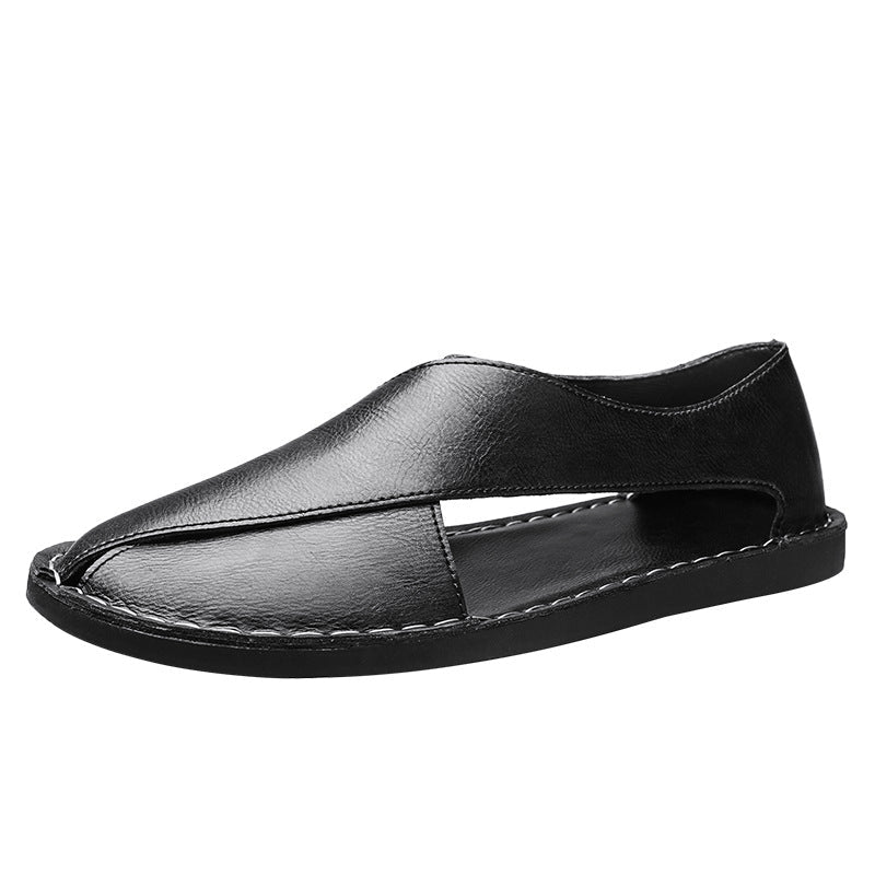 Herren Elegante und bequeme Leder-Sandalen mit verstellbarem Riemensystem