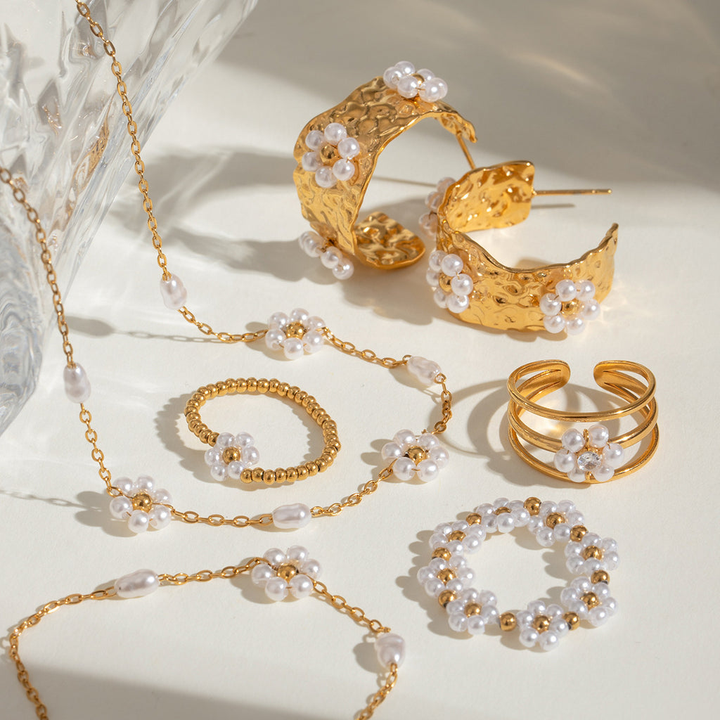 Damen Creolen mit extravagantem Perlendesign Shop Nory