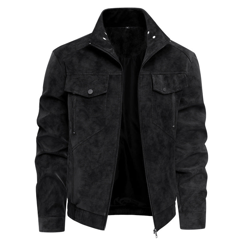 Herren Modische Kunstlederjacke mit praktischen Taschen Shop Nory
