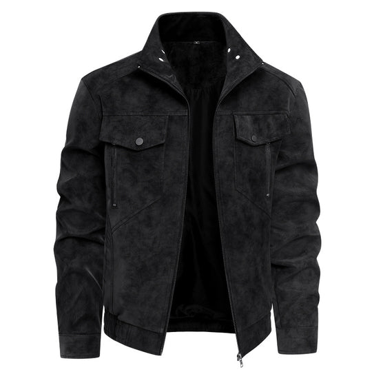 Herren Modische Kunstlederjacke mit praktischen Taschen Shop Nory