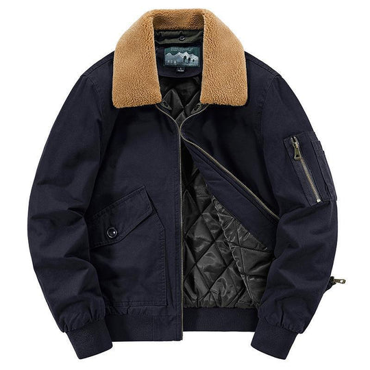 Herren Canvas-Bomberjacke mit gesteppter Thermofütterung und Teddykragen Shop Nory