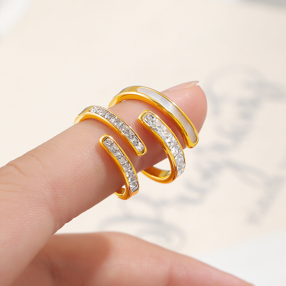 Damen eleganter Ring mit doppelt geschichtetem Design und funkelnden Zirkonia Shop Nory