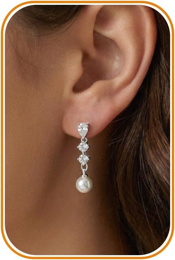 Damen Ohrhänger mit funkelnden Swarovski-Kristallen und eleganter Perlenakzent Shop Nory