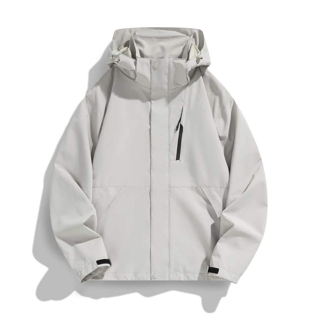 Damen Wasserabweisende Kapuzen‑Übergangsjacke mit verstellbarer Kapuze, verdeckter Frontblende und Multifunktionstaschen Shop Nory