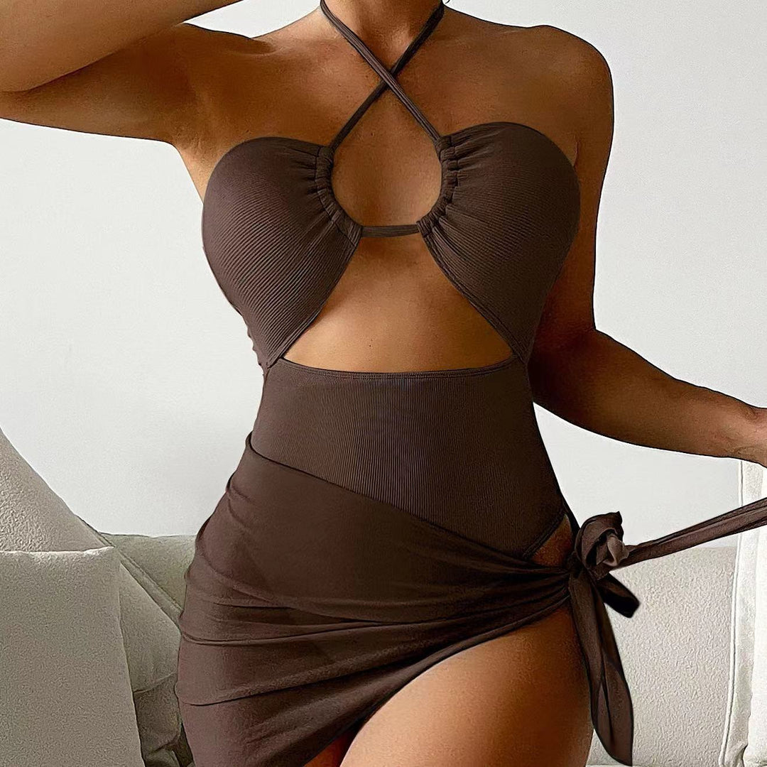 Damen Cut-Out Badeanzug mit Chic-Rock-Design und elegantem Knotendetail Shopnory