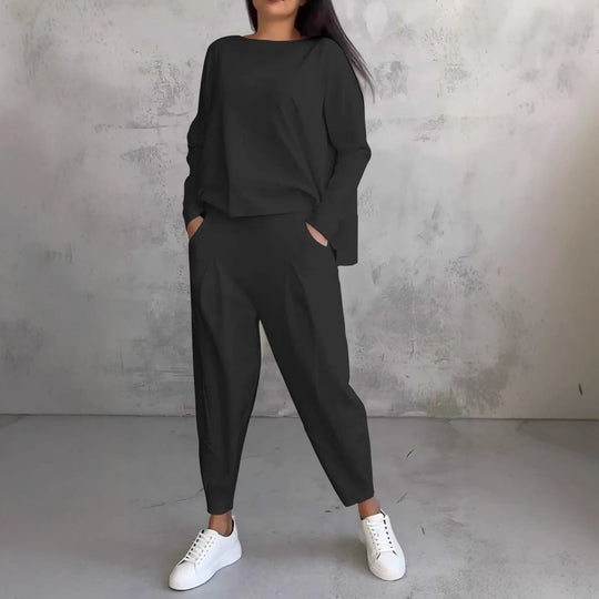 Jogginganzug Damen Lounge-Set mit weiten Ärmeln und Taschen