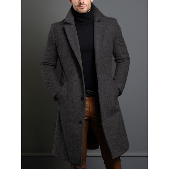Herren knielanger klassischer Mantel mit gefütterter Innenlage und eleganter Knopfleiste Shop Nory