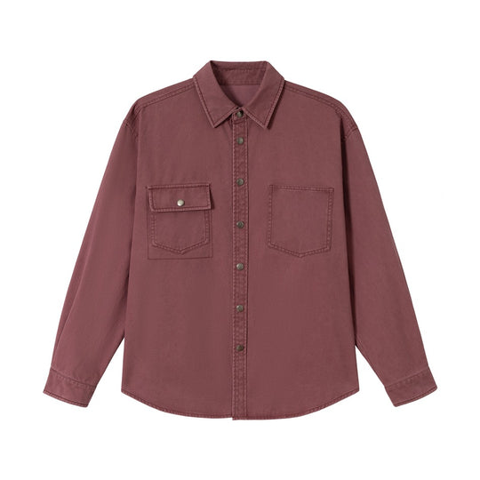 Damen Overshirt‑Hemdjacke aus gewaschenem Baumwoll‑Twill mit Druckknopfleiste und zwei Brusttaschen Shop Nory