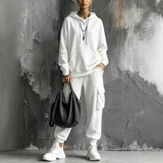 Damen Oversize Hoodie- und Cargo-Jogger-Set aus French Terry Shop Nory
