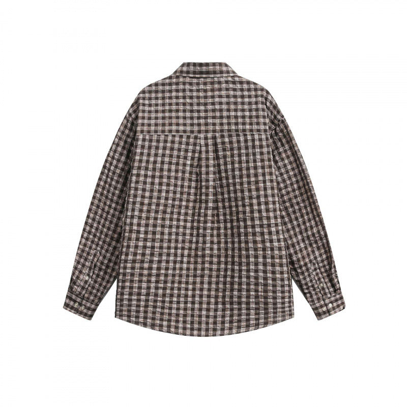 Unisex Oversize Hemd aus gebürstetem Flanell mit Karomuster und abgerundetem Saum Shop Nory