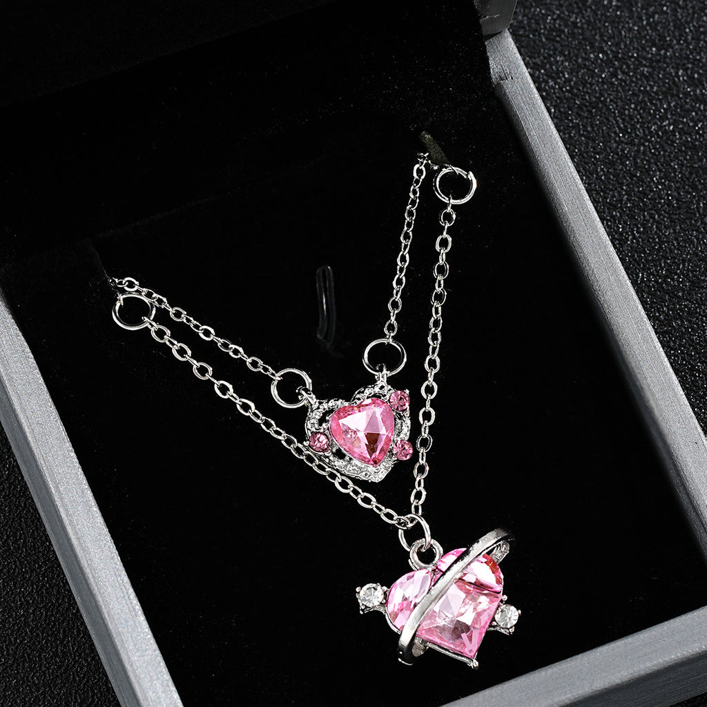 Damen Halskette mit herzförmigem Anhänger und funkelnden Zirkoniasteinen Shop Nory