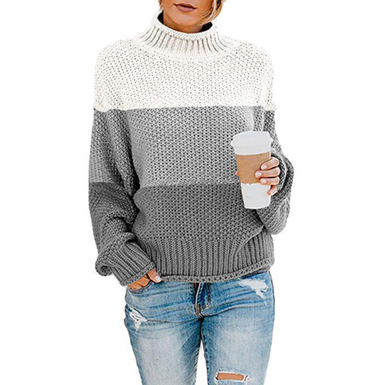 Damen grobstrick Rollkragenpullover mit Oversize-Schnitt und Blockstreifen-Optik Shop Nory
