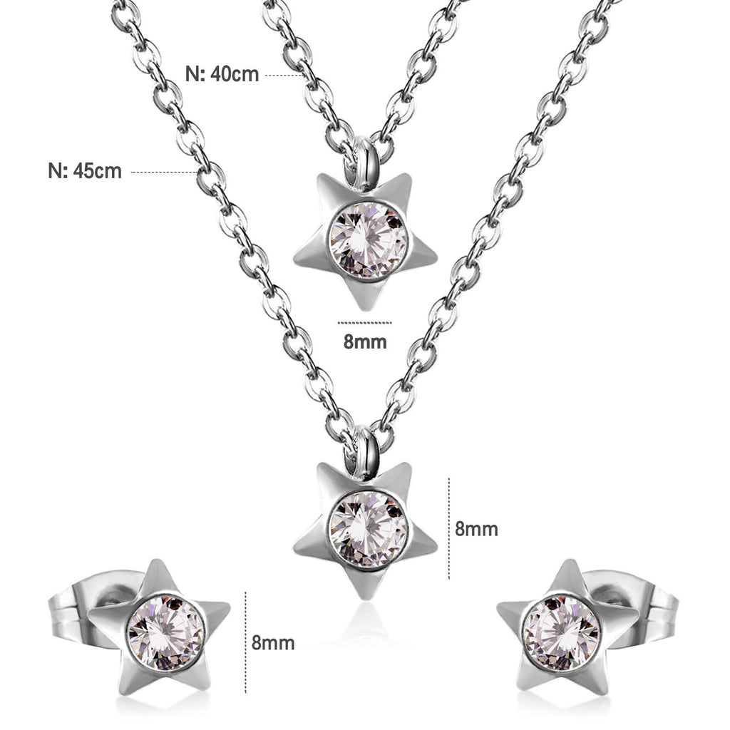Damen Schmuckset mit funkelnden Stern-Anhängern Shop Nory