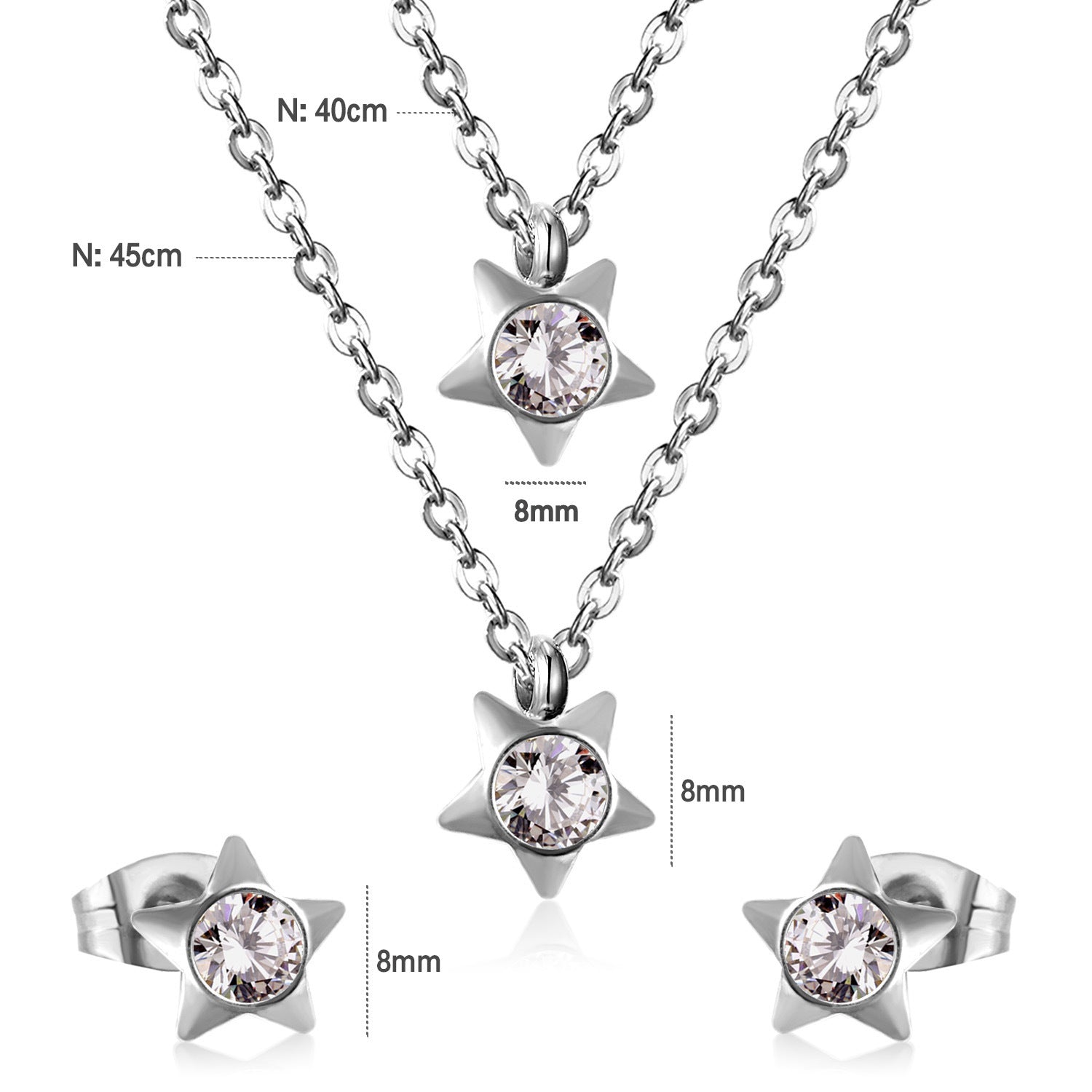 Damen Schmuckset mit funkelnden Stern-Anhängern Shop Nory