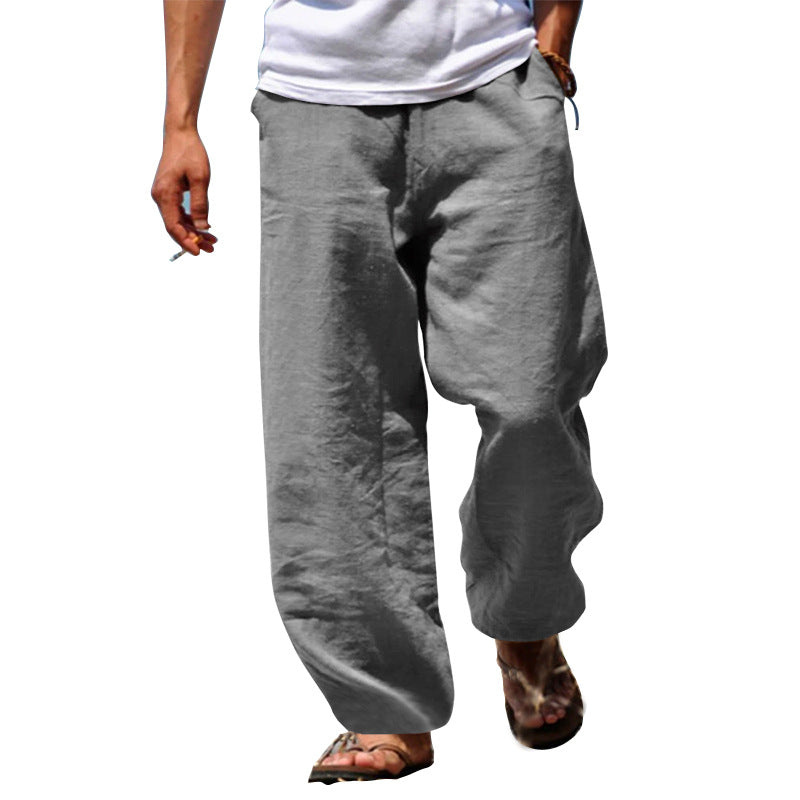 Herren nan lockere Leinenhose mit weitem Bein und elastischem Bund Shop Nory