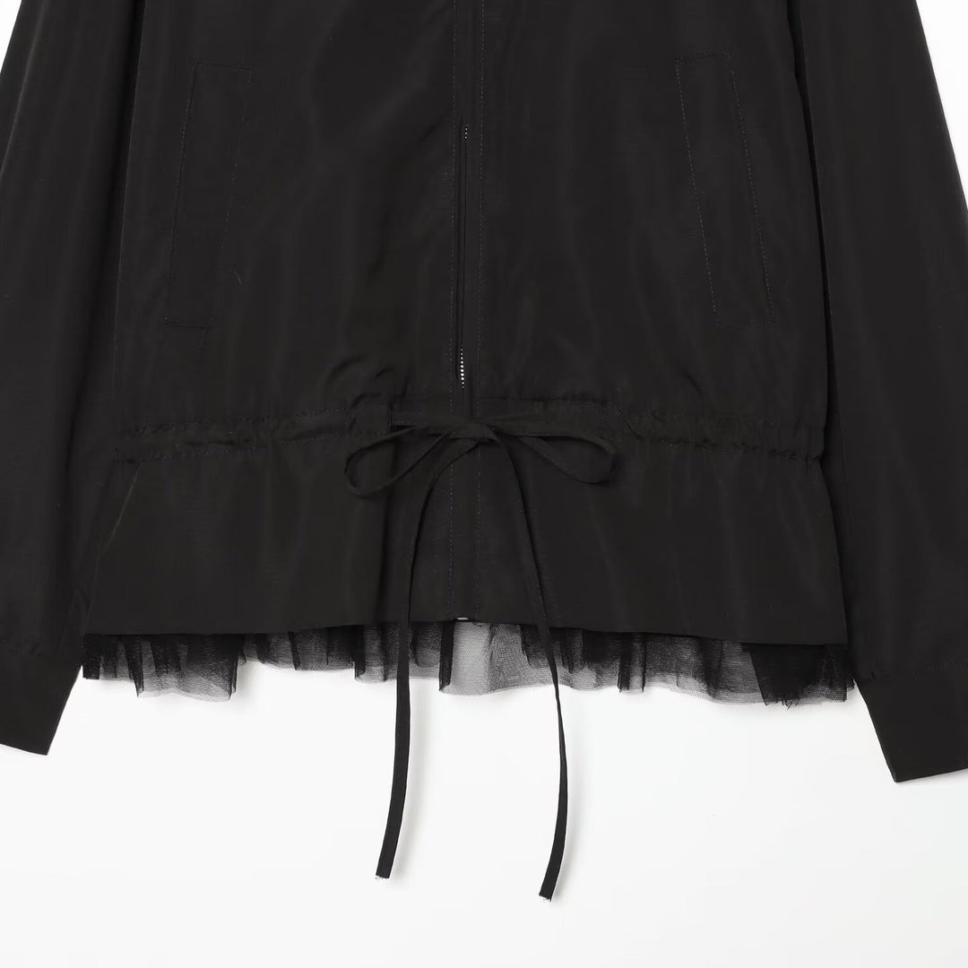 Damen Windbreaker‑Jacke im Blouson‑Schnitt mit Stehkragen, Tunnelzug und Tüllsaum Shop Nory