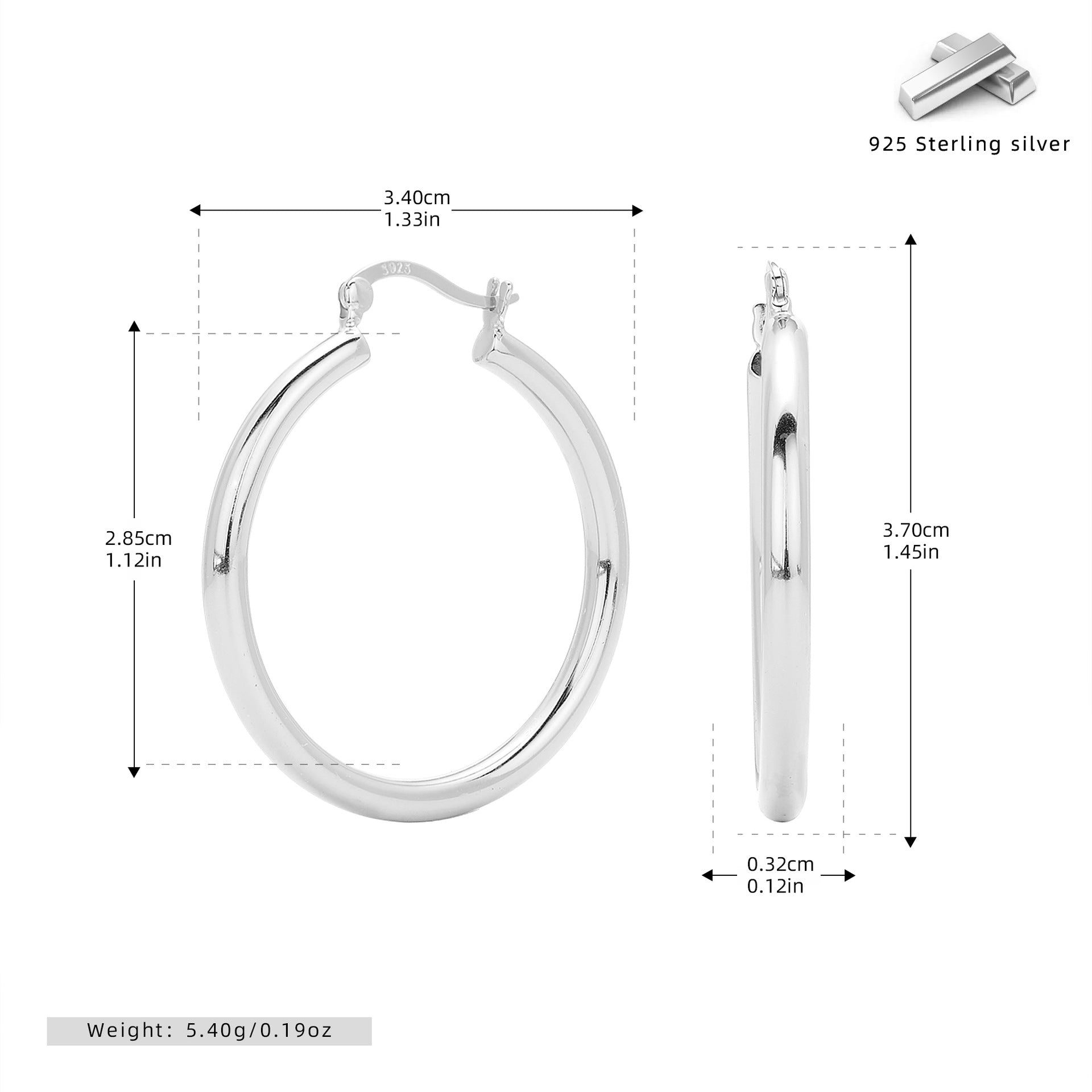 Damen Creolenohrringe mit elegantem und zeitlosem Design aus hochwertigem 925 Sterling Silber Shop Nory